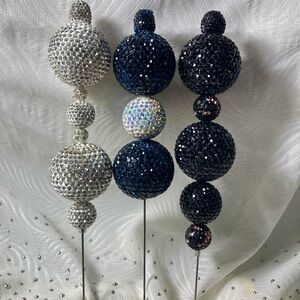 Rhinestone hat pins - Silver, Navy & Black
